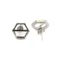 Pendiente cabujón hexagonal 10mm - Plata x 2pcs