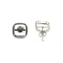 Boucles d'oreilles pour cabochon carré 9mm - Argenté x 2pcs