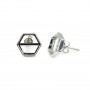 Pendiente cabujón hexagonal 10mm - Plata x 2pcs