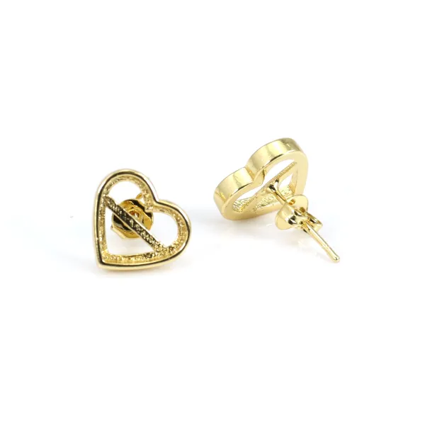 Orecchino per cuore cabochon 9x10mm - Oro x 2 pz