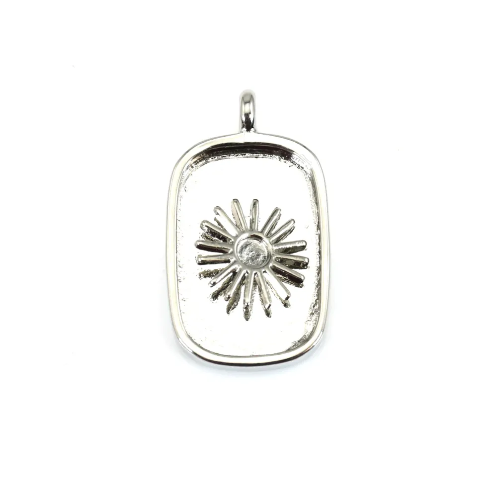 Pendentif support pour cabochon rectangle & rond - Argenté x 1pc