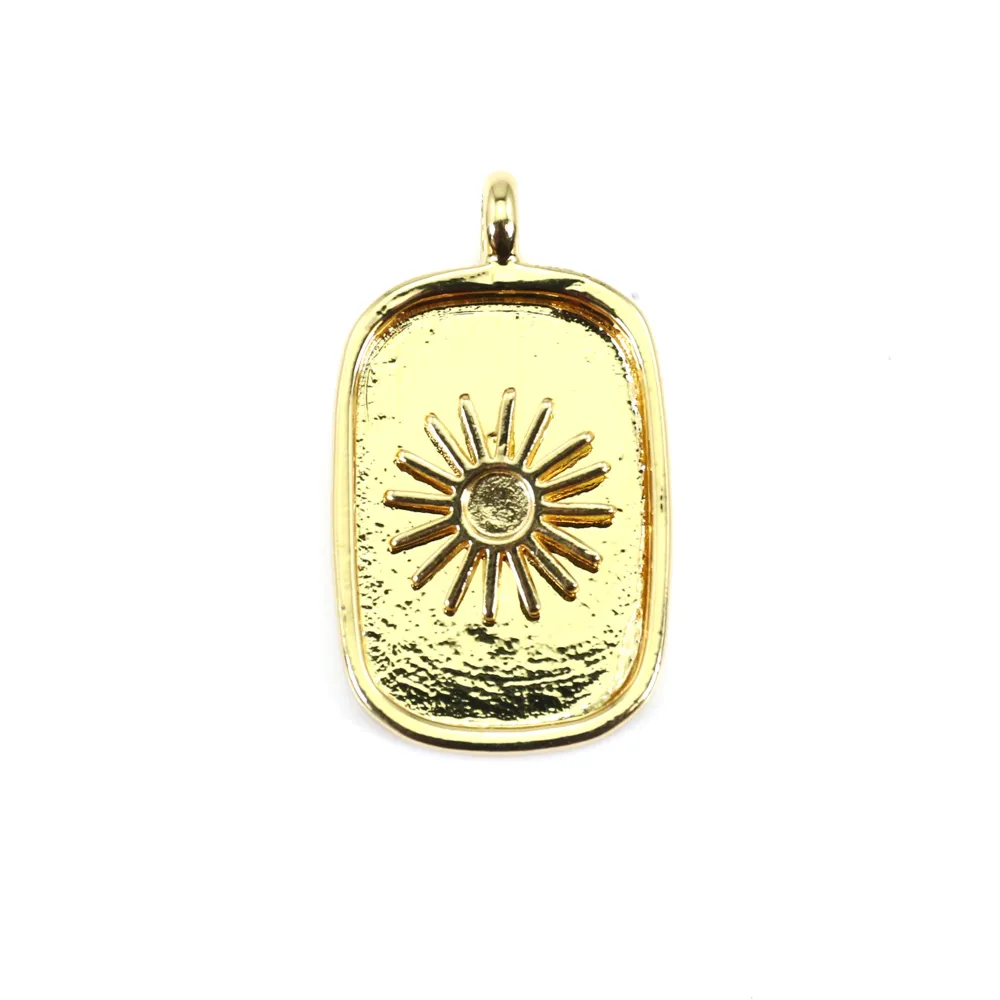 Suporte de pingente para cabochão retangular e redondo - Ouro x 1 unidade