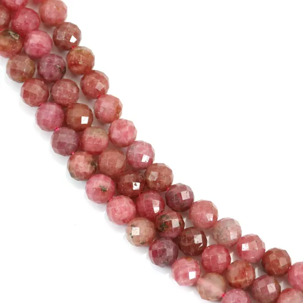 Rhodonite du Brésil rond facetté 6mm x 39cm