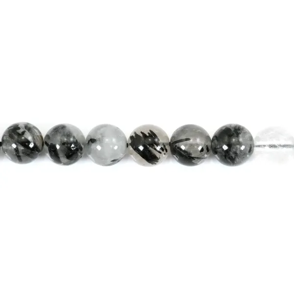 Schwarzer Rutilquarz rund 10mm x 40cm