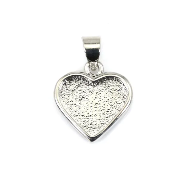 Pendentif pour cabochon coeur 9x10mm - Argenté x 1pc