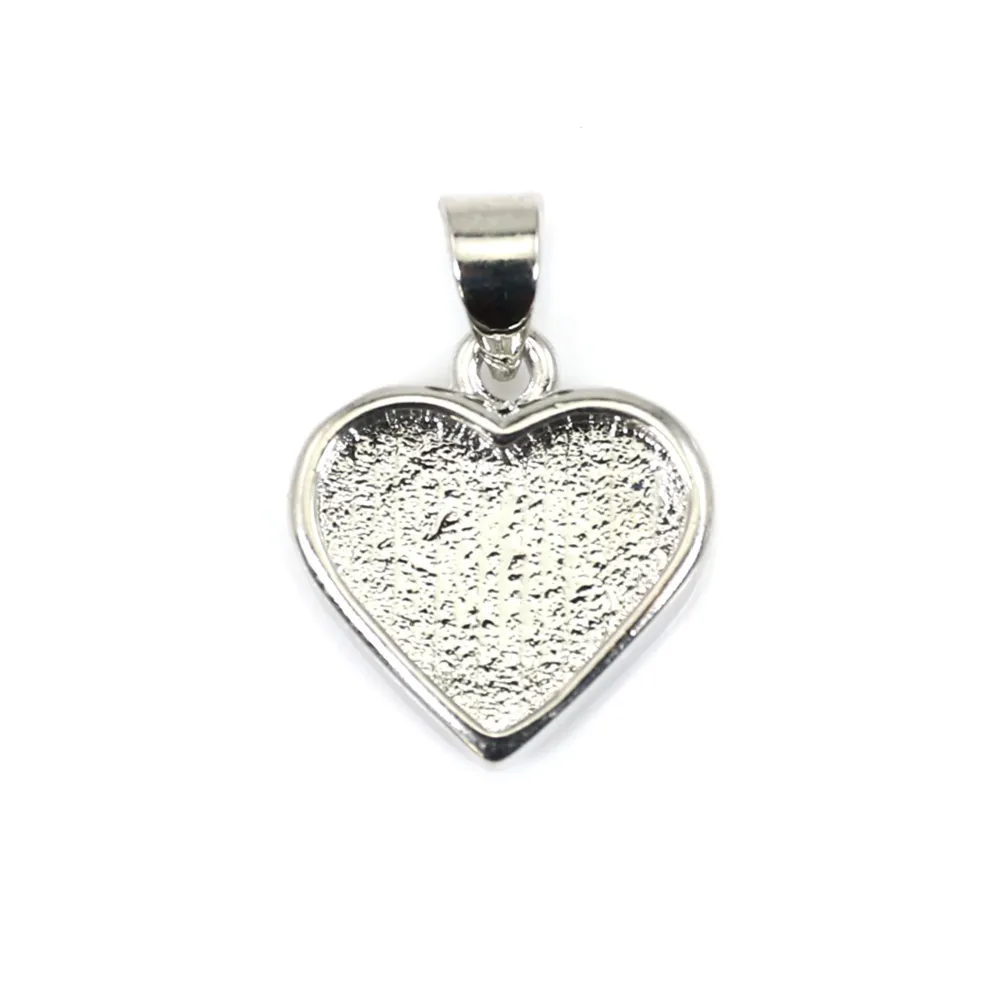 Heart cabochon pendant 9x10mm - Silver plated x 1pc
