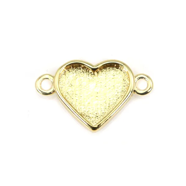 Espaçador para cabochão coração 9x10mm - Ouro x 1pc