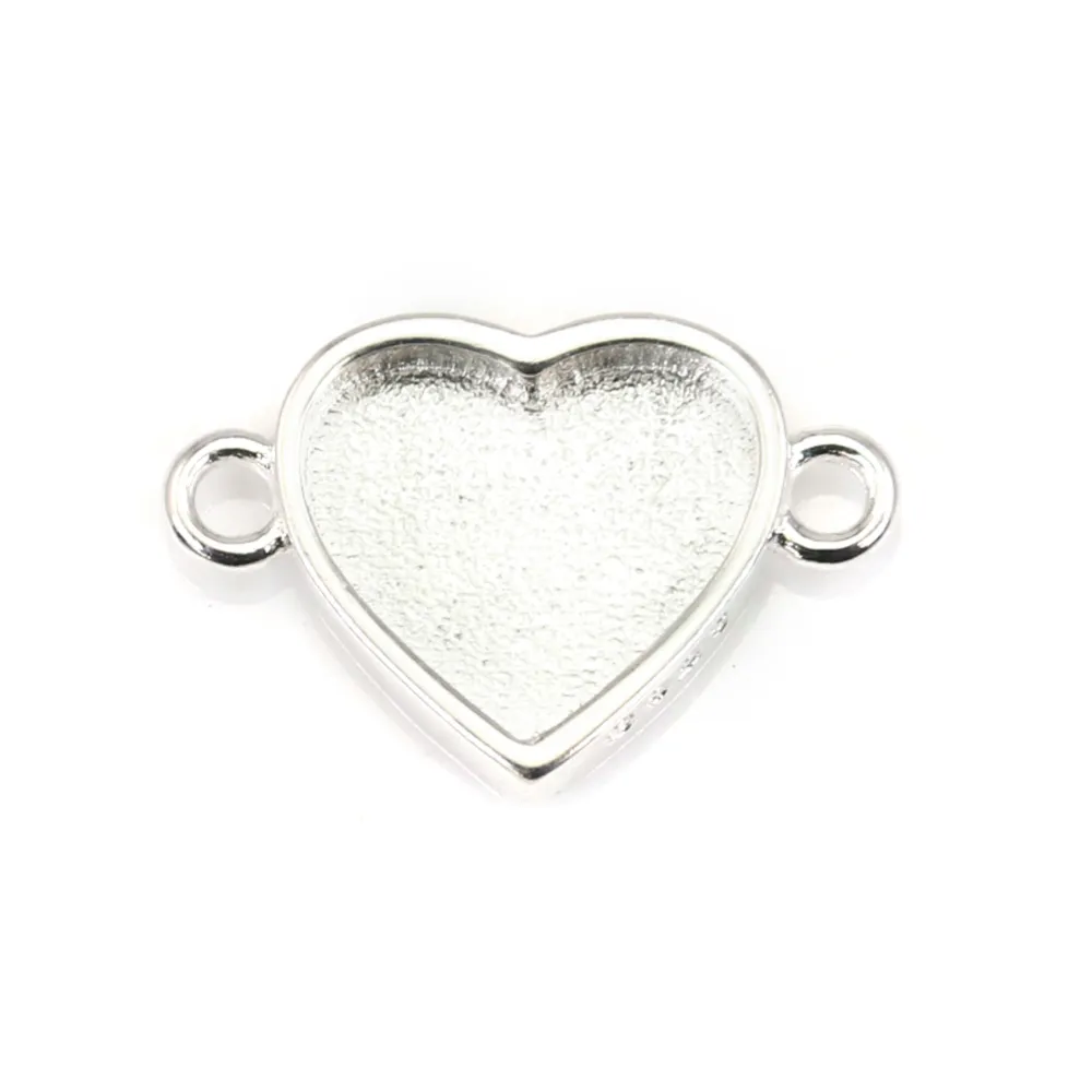 Espaçador para cabochão coração 9x10mm - Prata 925 x 1pc