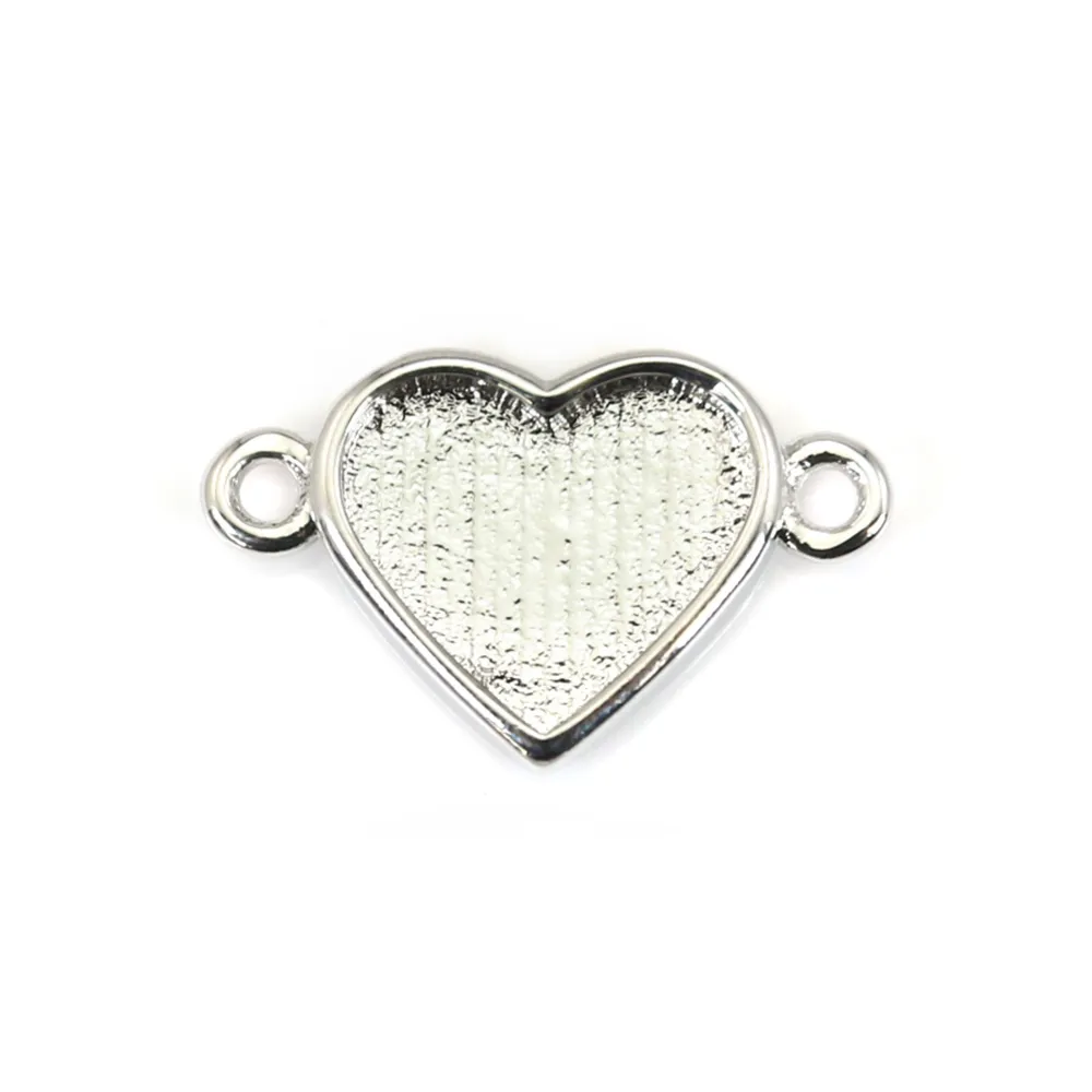 Espaciador para cabujón de corazón 9x10mm - Plata x 1pc