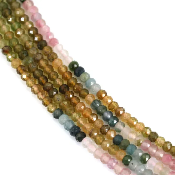 Tourmaline dégradé rondelle facetté 2x3mm x 39cm