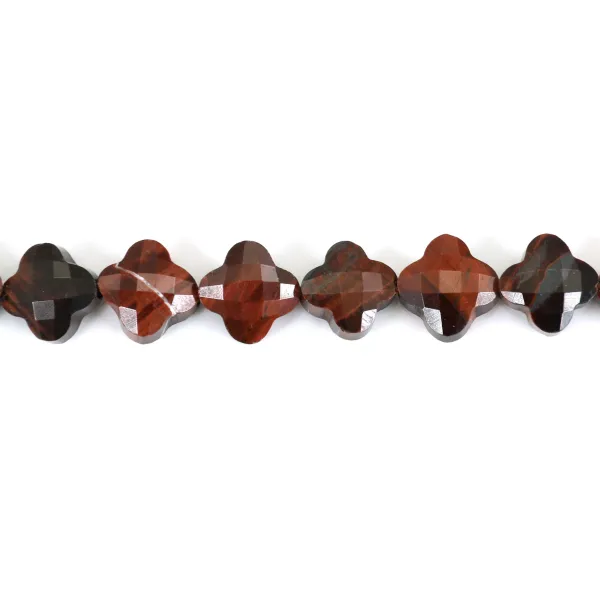Oeil de Taureau trèfle facetté 10mm x 39cm