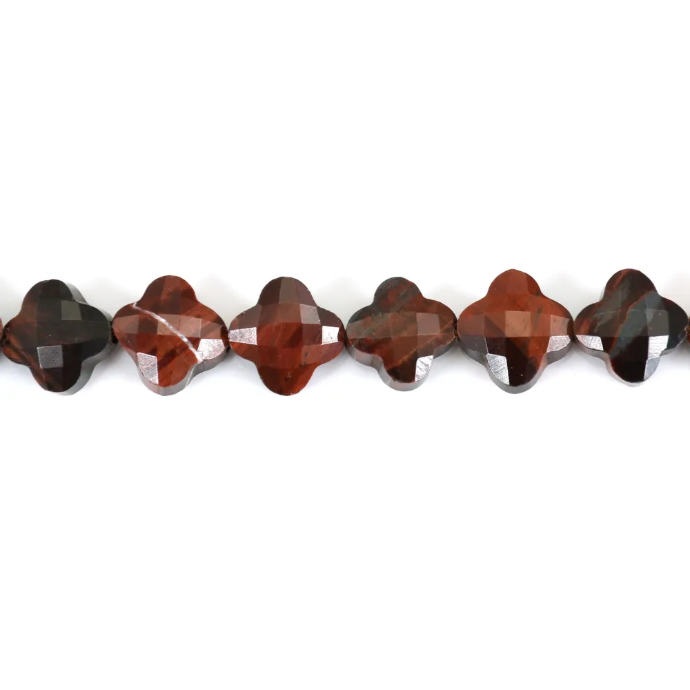 Oeil de Taureau trèfle facetté 10mm x 39cm
