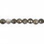 Obisidienne argenté rond facetté 2mm x 39cm