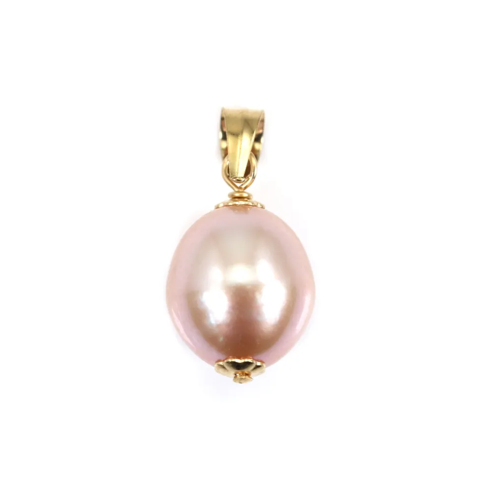 Pendentif Perle de culture d'eau douce mauve - Gold Filled x 1pc