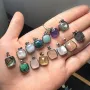 Square faceted Labradorite cabochon 9mm x 1pc