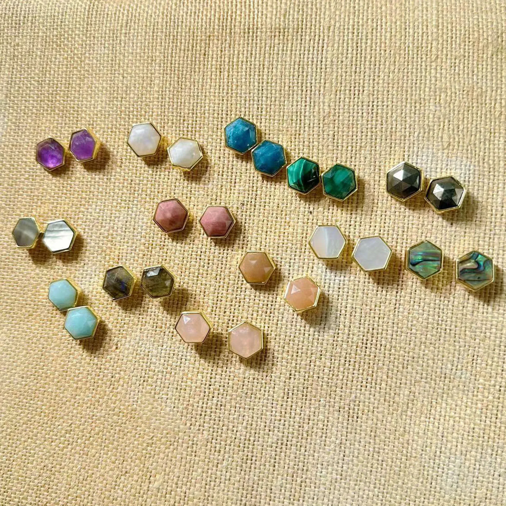 6 Cabochons Anciens En Crystal Jaune - Forme Octogone, Fond Conique 16x11,5mm