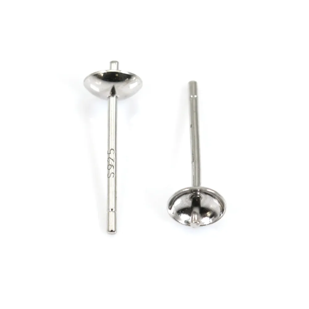 Pendientes para semi-perforados Rodio Plata 4mm x 4pcs