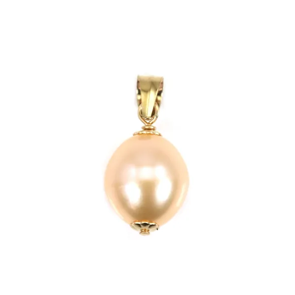 Pendentif Perle de culture d'eau douce saumon - Gold Filled x 1pc