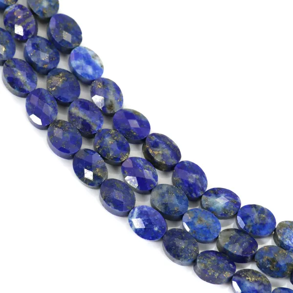 Lapis lazuli ovale facetté sur fil 6x8mm x 40cm