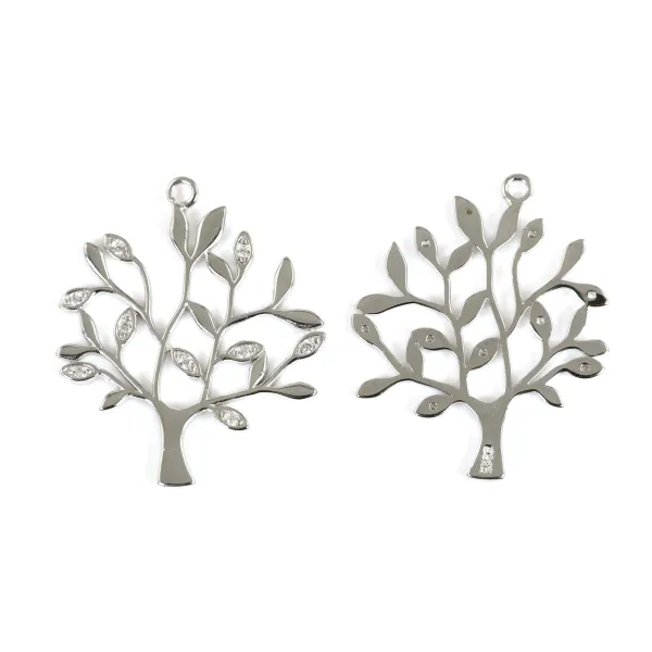 Baum-Anhänger 25x30mm - Zirkoniumoxid & 925er Silber rhodiniert x 1Stk