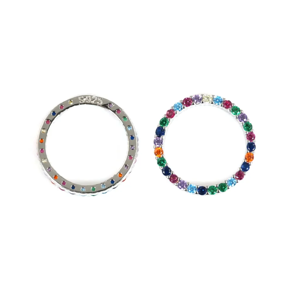 13.5mm Pave Circle Charm multicolorido - Óxido de zircónio e prata esterlina 925 x 1pc