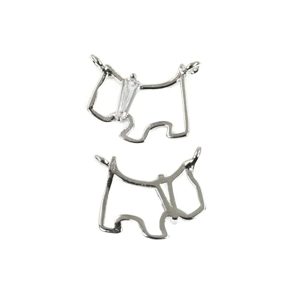 Zwischenstück Hund 8x11mm - Zirkoniumoxid & 925er Silber rhodiniert x 1Stk