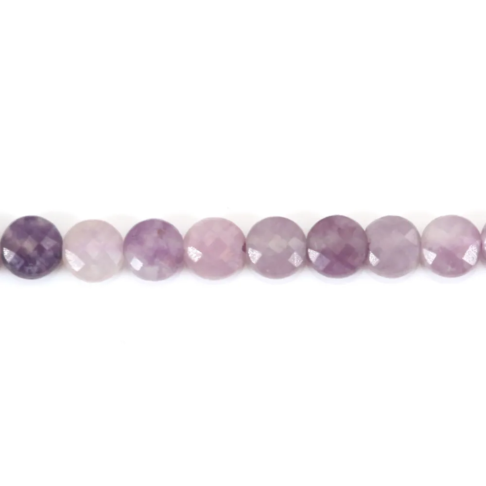 Lépidolite rond plat facetté 4mm x 39cm