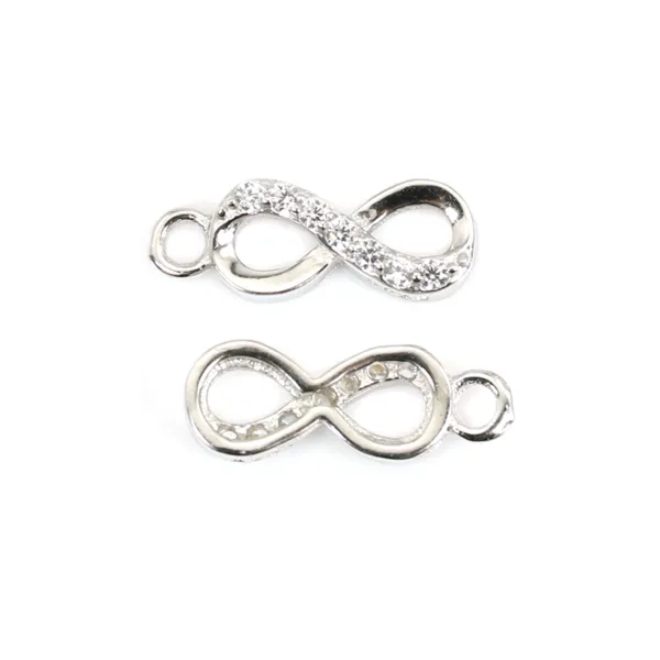 Breloque infini 4.5x12mm - oxyde de zirconium & Argent 925 rhodié x 1pc