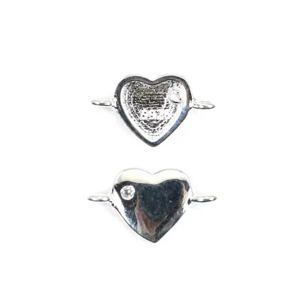 Distanziatore a cuore 7x12 mm - Ossido di zirconio e argento 925 rodiato x 1 pezzo