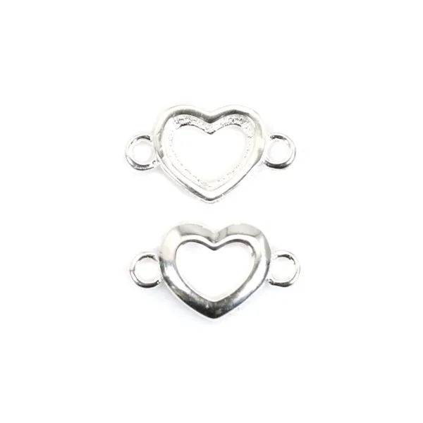 Entrepieza corazon calado 6x10mm - Plata 925 x 1pc