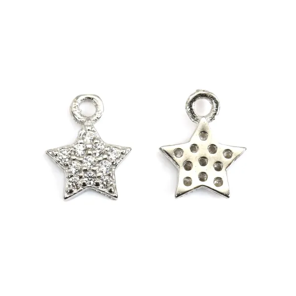Breloque étoile 7x9mm - oxyde de zirconium & Argent 925 rhodié x 1pc