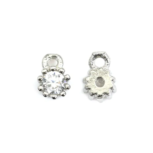 Mini breloque rond 2mm - oxyde de zirconium & Argent 925 rhodié x 1pc