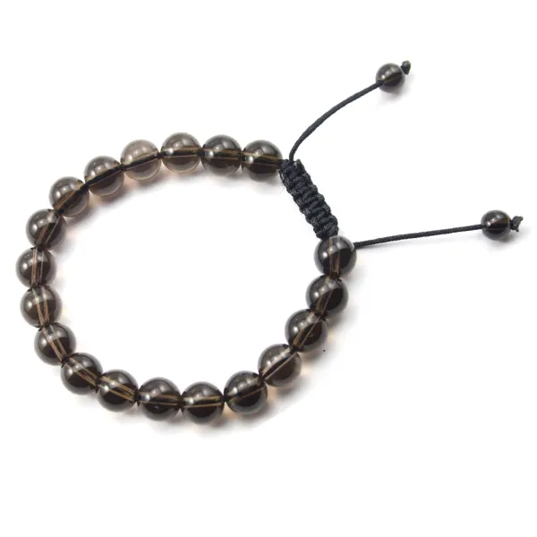 Bracelet Quartez fume boule rond 8mm 