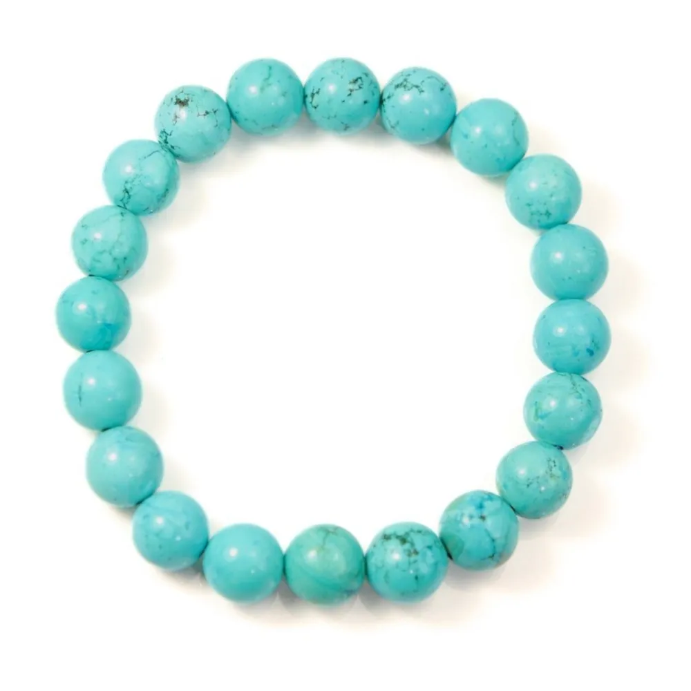 Bracelet turqoise reconstitue boule rond 8mm 