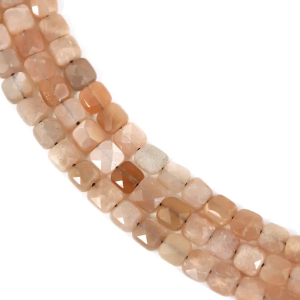 Orange moonstone, faceted square shape 8mm x 39cm