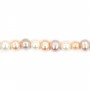 White, salmon & gray round freshwater pearls 8mm x 6pcs