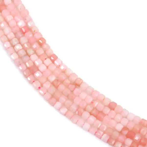 Cubo Opala cor-de-rosa facetado 2mm x 40cm