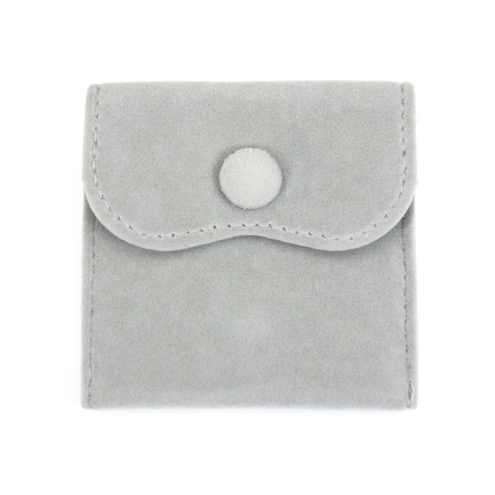 Pochette velours gris 7x7cm x 1pc