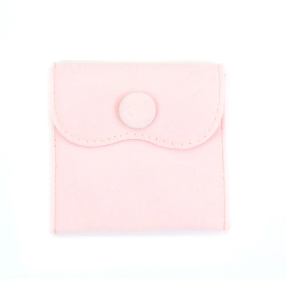 Pochette velours rose 7x7cm x 1pc
