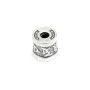 Perle intercalaire tube mantra tibétain 9x9mm - Argent 999 niellé x 1pc