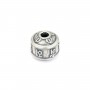 Perle intercalaire mantra tibétain 10x11mm - Argent 999 niellé x 1pc