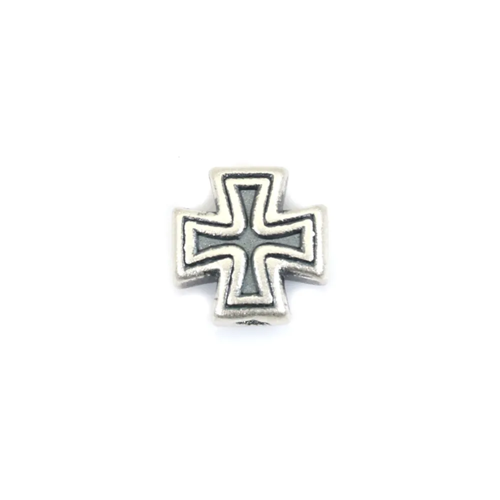 Perle intercalaire croix 8mm - Argent 999 niellé x 1pc