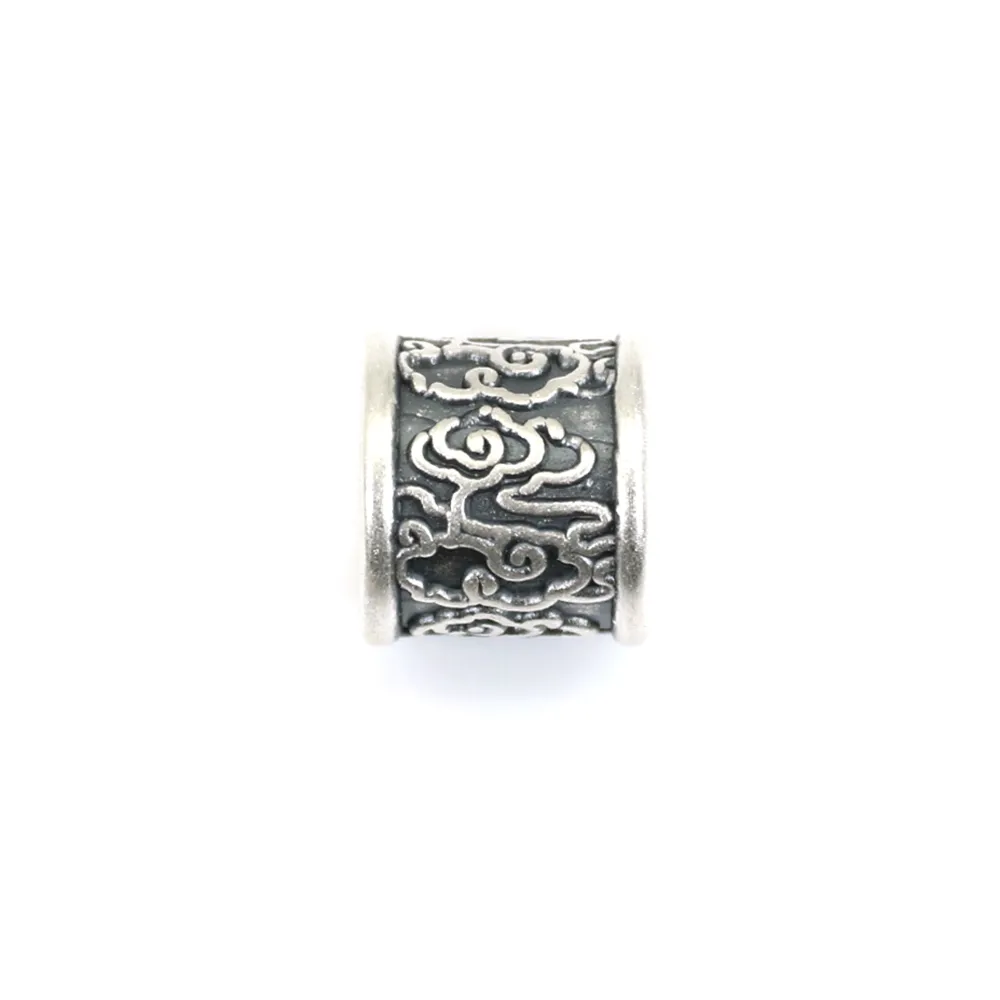 Perle intercalaire tube nuage 9x9.5mm - Argent 999 niellé x 1pc