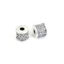 Perle intercalaire tube nuage 9x9.5mm - Argent 999 niellé x 1pc