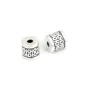 Perle intercalaire tube bonheur 8x8.5mm - Argent 999 niellé x 1pc