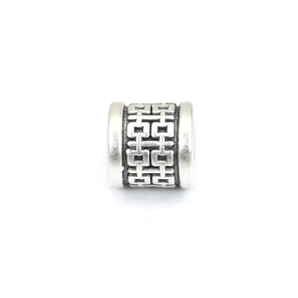 Perle intercalaire tube bonheur 8x8.5mm - Argent 999 niellé x 1pc
