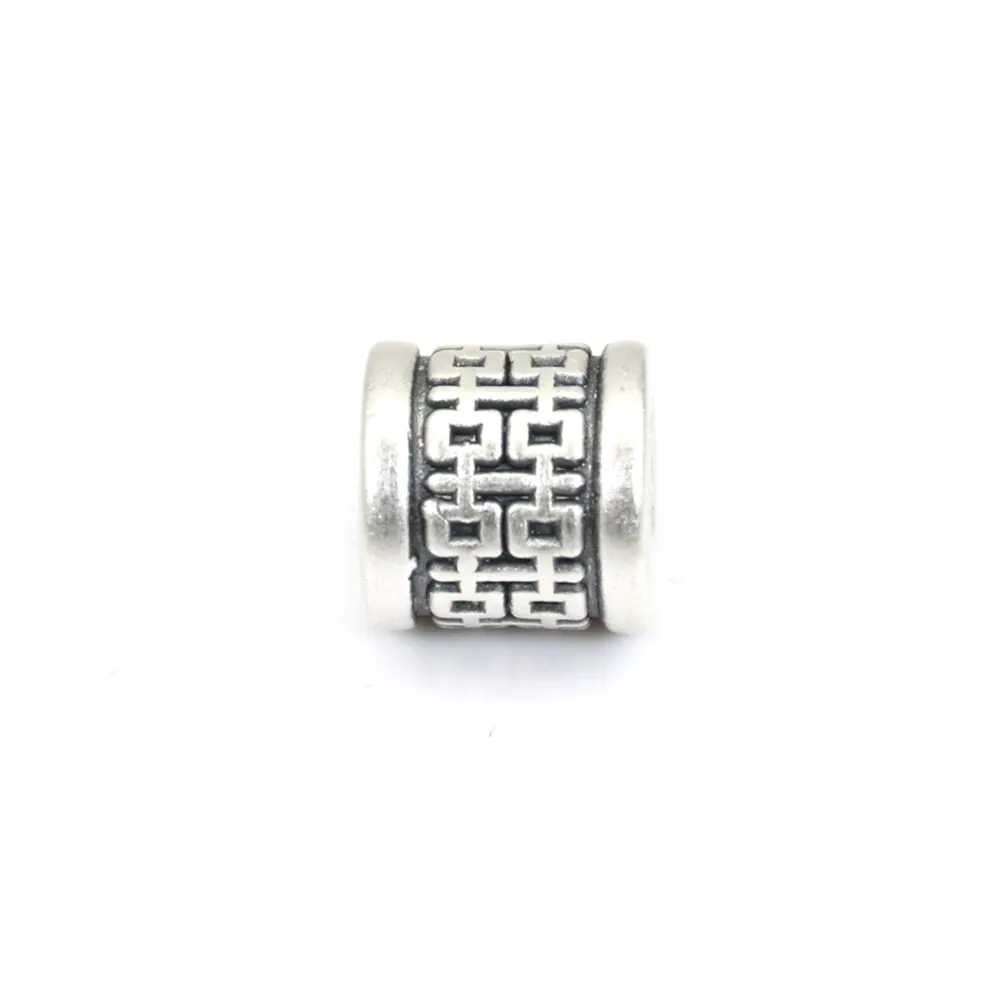 Perle intercalaire tube bonheur 8x8.5mm - Argent 999 niellé x 1pc