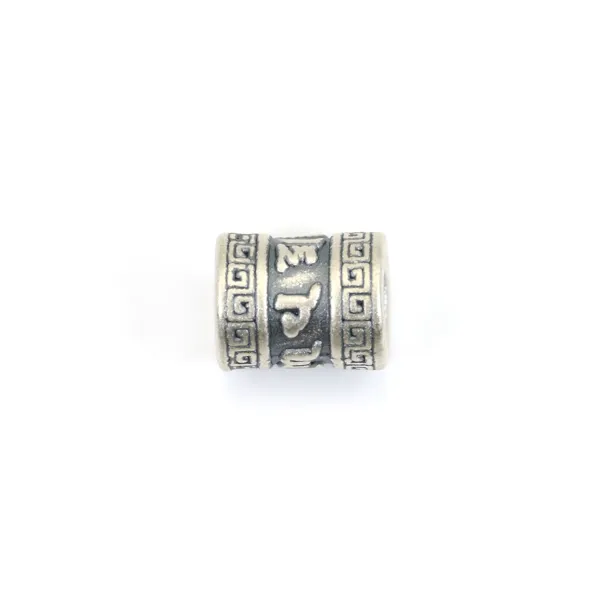 Perle intercalaire tube mantra tibétain 8x10mm - Argent 999 niellé x 1pc