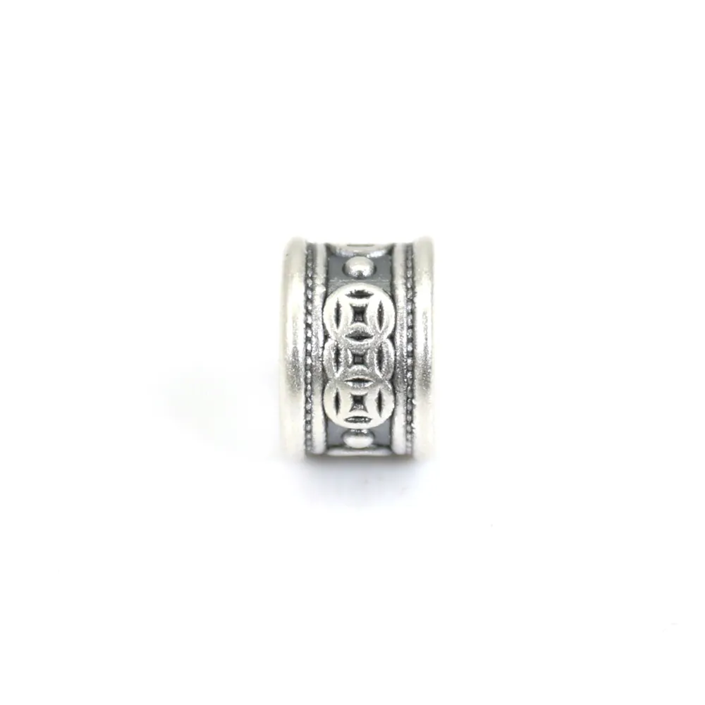 Perla tubo espaciador fortuna 6x9mm - Plata 999 niellé x 1pc
