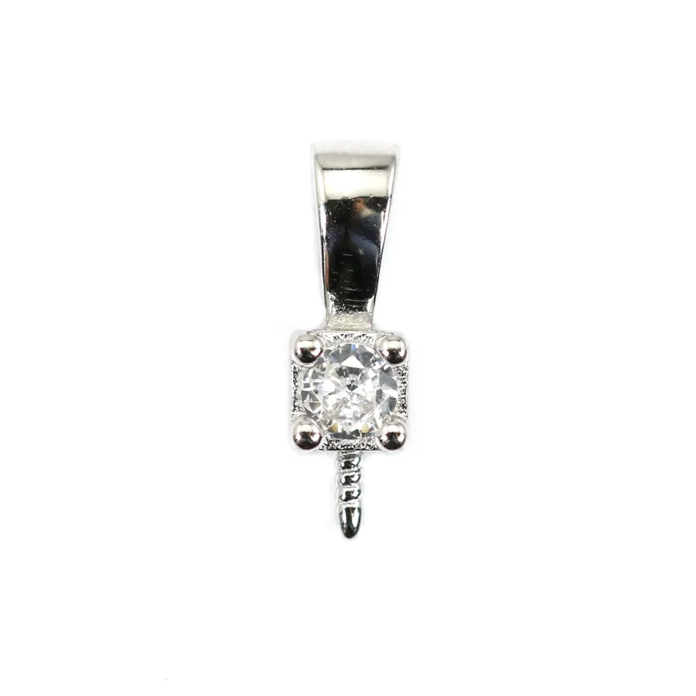 Bélière strass pour semi percé 13mm - oxyde de zirconium & Argent 925 rhodié x 1pc